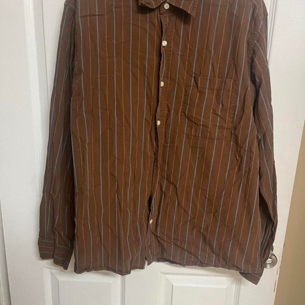 Timberland Brown Striped Button Up Shirt Size XL Long Sleeve Outdoor